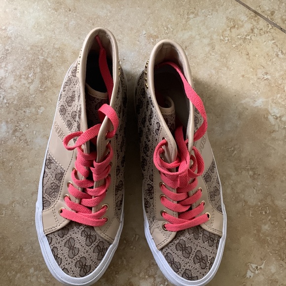 GUESS Women's High-Top Sneakers - Brown and Pink - Picture 6 of 6